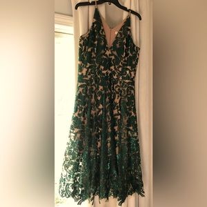 Dress The Population Blair Fit & Flair Dress - Emerald Color; Size - XL (12).